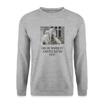 Ob Dummheit ansteckend ist? - Unisex Pullover - Weißgrau meliert - Vorne - Alina (178cm) & Michal (187cm)