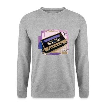 Kassette - Unisex Pullover - Weißgrau meliert - Vorne - Alina (178cm) & Michal (187cm)