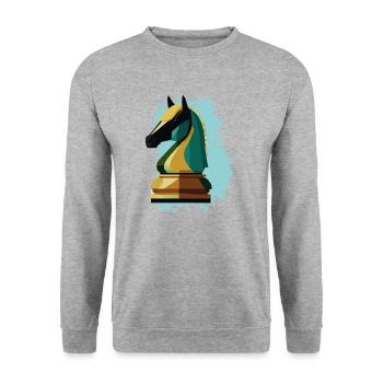 Échecs, Cheval - Sweat-shirt Unisexe - gris chiné - Devant - Alina (178cm) & Michal (187cm)