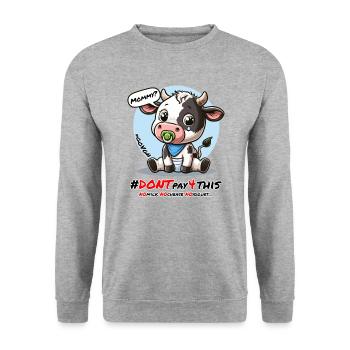Süße traurige Kuh Schwarz - Dont Pay for This - Unisex Pullover - Weißgrau meliert - Vorne - Alina (178cm) & Michal (187cm)