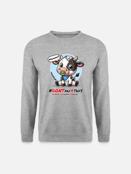 Süße traurige Kuh Schwarz - Dont Pay for This - Unisex Pullover - Weißgrau meliert