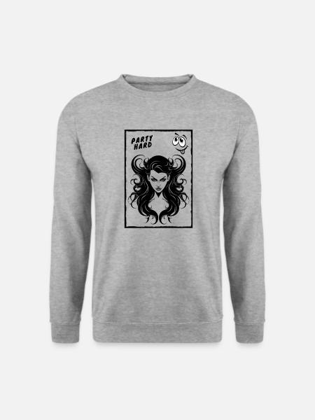 Party Hard Comic Spruch Lustig Humor Outfit - Unisex Pullover - Weißgrau meliert