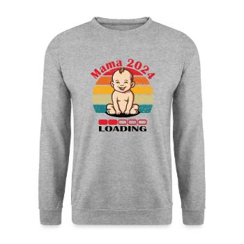 Mama 2024 Loading - Unisex Pullover - Weißgrau meliert - Vorne - Alina (178cm) & Michal (187cm)