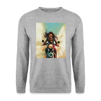 Urban Racer: Der schicke Rebell - Unisex Pullover - Weißgrau meliert - Vorne - Alina (178cm) & Michal (187cm)