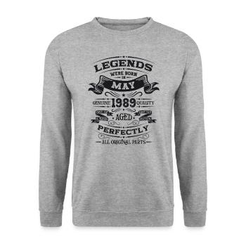 Legend May 1989 Vintage 1989 Birthday 1989 - Unisex Sweatshirt - salt & pepper - Front - Alina (178cm) & Michal (187cm)