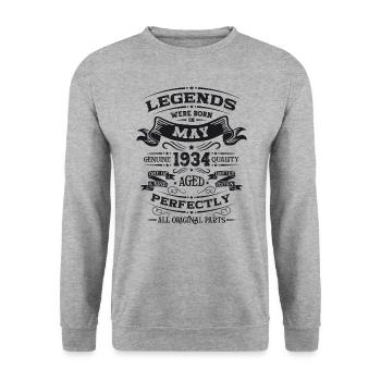 Legend May 1934 Born 1934 Birthday 1934 - Unisex Sweatshirt - salt & pepper - Front - Alina (178cm) & Michal (187cm)