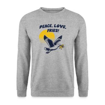 Peace Love Fries - Unisex Pullover - Weißgrau meliert - Vorne - Alina (178cm) & Michal (187cm)