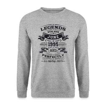 30ème anniversaire Légendaire Juin 1995 Millésime 1995 - Sweat-shirt Unisexe - gris chiné - Devant - Alina (178cm) & Michal (187cm)