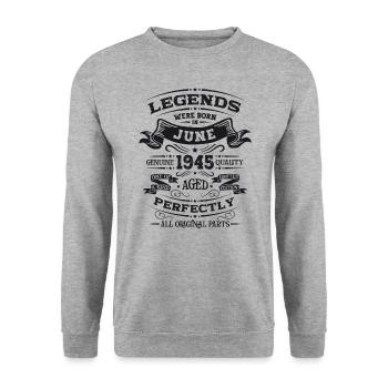 80th Birthday Original June 1945 Born 1945 - Unisex Sweatshirt - salt & pepper - Front - Alina (178cm) & Michal (187cm)