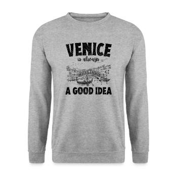 Venise est toujours une bonne idée Souvenir de voyage - Sweat-shirt Unisexe - gris chiné - Devant - Alina (178cm) & Michal (187cm)