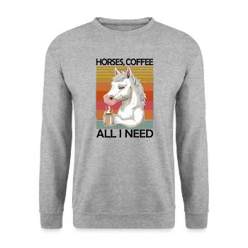 Lustiges Pferd Kunst Pferdebesitzer Pferde Kaffee - Unisex Pullover - Weißgrau meliert - Vorne - Alina (178cm) & Michal (187cm)