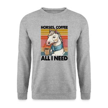 Funny Horse Art Horse Owner Horses Coffee - Unisex Sweatshirt - salt & pepper - Front - Alina (178cm) & Michal (187cm)