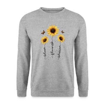 Fleurs d’été Fleur Inspiration Dicton de motivation - Sweat-shirt Unisexe - gris chiné - Devant - Alina (178cm) & Michal (187cm)