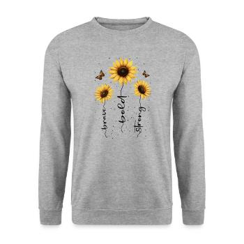 Fleurs d’été Fleur Inspiration Dicton de motivation - Sweat-shirt Unisexe - gris chiné - Devant - Alina (178cm) & Michal (187cm)