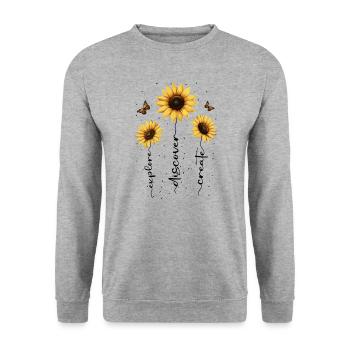 Fleurs d’été Fleur Inspiration Dicton de motivation - Sweat-shirt Unisexe - gris chiné - Devant - Alina (178cm) & Michal (187cm)