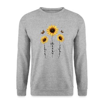 Fleurs d’été Fleur Inspiration Dicton de motivation - Sweat-shirt Unisexe - gris chiné - Devant - Alina (178cm) & Michal (187cm)