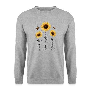 Fleurs d’été Fleur Inspiration Dicton de motivation - Sweat-shirt Unisexe - gris chiné - Devant - Alina (178cm) & Michal (187cm)