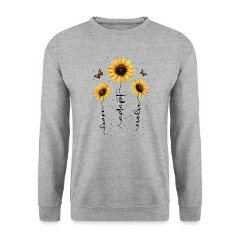 Fleurs d’été Fleur Inspiration Dicton de motivation - Sweat-shirt Unisexe - gris chiné - Devant - Alina (178cm) & Michal (187cm)