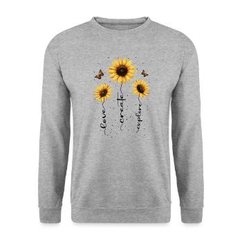 Fleurs d’été Fleur Inspiration Dicton de motivation - Sweat-shirt Unisexe - gris chiné - Devant - Alina (178cm) & Michal (187cm)