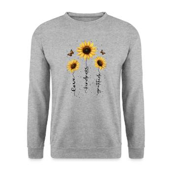 Fleurs d’été Fleur Inspiration Dicton de motivation - Sweat-shirt Unisexe - gris chiné - Devant - Alina (178cm) & Michal (187cm)