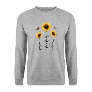 Fleurs d’été Fleur Inspiration Dicton de motivation - Sweat-shirt Unisexe - gris chiné - Devant - Alina (178cm) & Michal (187cm)