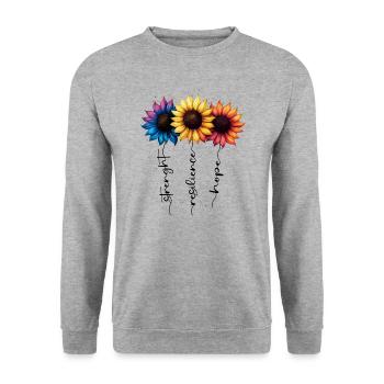 Summer Flowers Flower Inspiration Motivational Saying - Unisex Sweatshirt - salt & pepper - Front - Alina (178cm) & Michal (187cm)