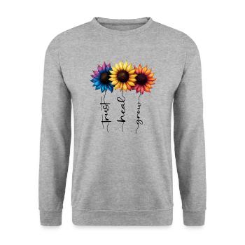 Summer Flowers Flower Inspiration Motivational Saying - Unisex Sweatshirt - salt & pepper - Front - Alina (178cm) & Michal (187cm)