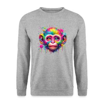 Colorful Monkey – Colorful Pop Art Explosion - Unisex Sweatshirt - salt & pepper - Front - Alina (178cm) & Michal (187cm)