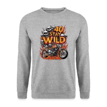 Biker 40 Compleanno Skull Stay Wild Moto Moto - Felpa unisex - grigio chiaro melange - Fronte - Alina (178cm) & Michal (187cm)