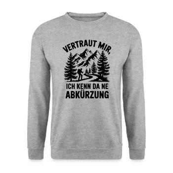 Je connais un raccourci : faire de la randonnée, escalader des montagnes - Sweat-shirt Unisexe - gris chiné - Devant - Alina (178cm) & Michal (187cm)