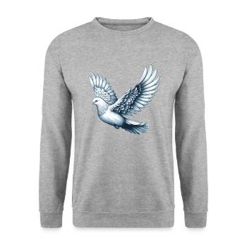 Colombe de la Paix Oiseau Symbole de la Paix - Sweat-shirt Unisexe - gris chiné - Devant - Alina (178cm) & Michal (187cm)