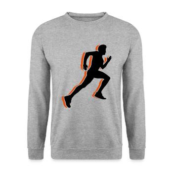 running course sprinten silhouette - Sweat-shirt Unisexe - gris chiné - Devant - Alina (178cm) & Michal (187cm)