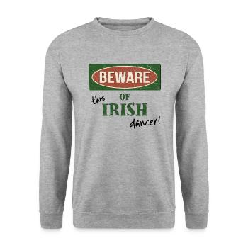 Beware Of Irish Dancer! Irische Tänzer Warnung - Unisex Pullover - Weißgrau meliert - Vorne - Alina (178cm) & Michal (187cm)