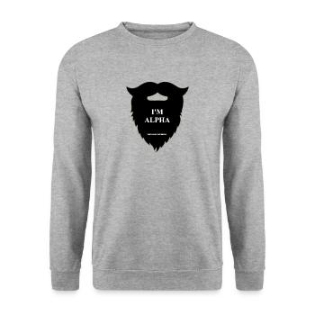 Alpha Bart! - Unisex Pullover - Weißgrau meliert - Vorne - Alina (178cm) & Michal (187cm)