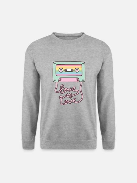 Kassette Pride Love Is Love - Unisex Pullover - Weißgrau meliert