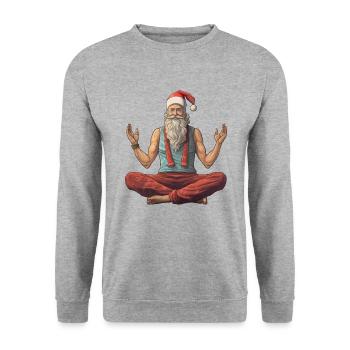 Yoga du Père Noël - Sweat-shirt Unisexe - gris chiné - Devant - Alina (178cm) & Michal (187cm)