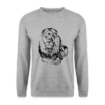 Lion - Sweat-shirt Unisexe - gris chiné - Devant - Alina (178cm) & Michal (187cm)
