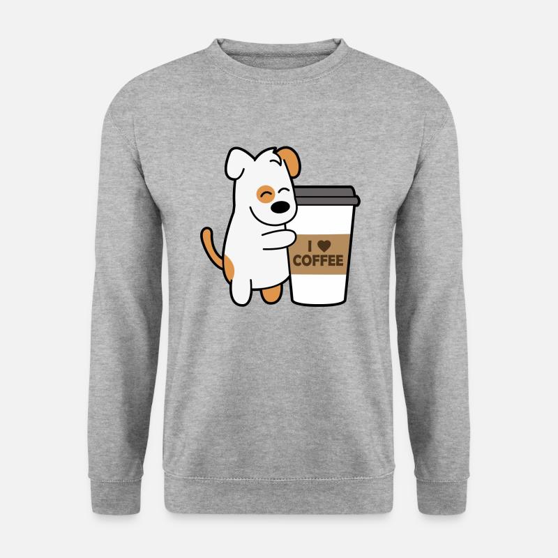 Hund Kaffee - Unisex Pullover - Weißgrau meliert