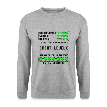 Bachelor Marketing of Arts B.A, Studium bestanden - Unisex Pullover - Weißgrau meliert - Vorne - Alina (178cm) & Michal (187cm)