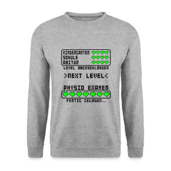 Physio Physiotherapie Studium Examen bestanden - Unisex Pullover - Weißgrau meliert - Vorne - Alina (178cm) & Michal (187cm)