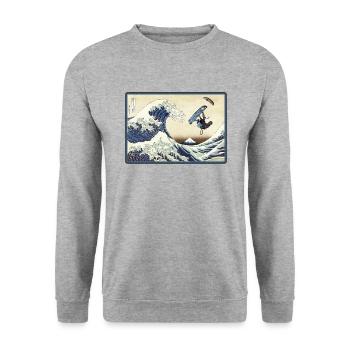 KitaWaga - Sweat-shirt Unisexe - gris chiné - Devant - Alina (178cm) & Michal (187cm)