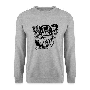 Chihuahua à poil long Chihuahua Portrait Chiens Wilsigns - Sweat-shirt Unisexe - gris chiné - Devant - Alina (178cm) & Michal (187cm)