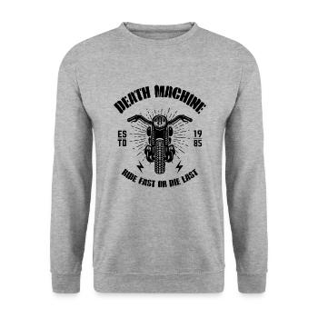 Death Machine Motorcycle - Unisex Sweatshirt - salt & pepper - Front - Alina (178cm) & Michal (187cm)