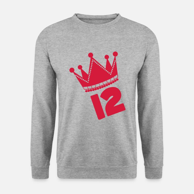 *** 12 *** - Unisex Pullover - Weißgrau meliert