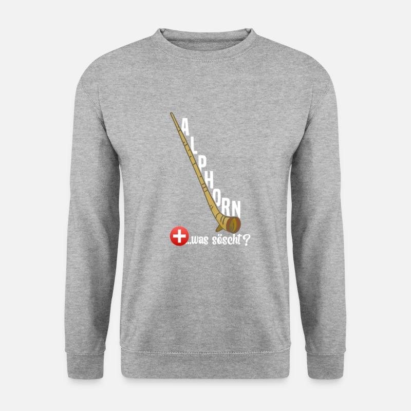 Alphorn Schweiz was söscht - Unisex Pullover - Weißgrau meliert