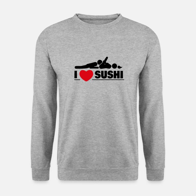 Ich liebe Sushi Sexy Versaut - Unisex Pullover - Weißgrau meliert