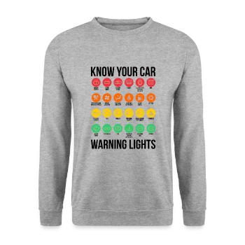 Sarcasm Know Your Car Warning Lights Gift - Unisex Sweatshirt - salt & pepper - Front - Alina (178cm) & Michal (187cm)
