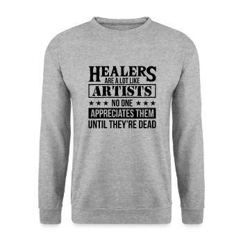 Gamers healers as well as artists appreciate them poison - Unisex Sweatshirt - salt & pepper - Front - Alina (178cm) & Michal (187cm)