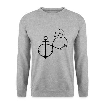 Infinie Famille oiseaux volants Ancre - Sweat-shirt Unisexe - gris chiné - Devant - Alina (178cm) & Michal (187cm)