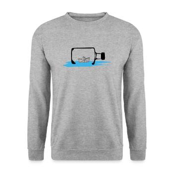 Paper Boat Paper Ship Bottle Message Sea - Unisex Sweatshirt - salt & pepper - Front - Alina (178cm) & Michal (187cm)